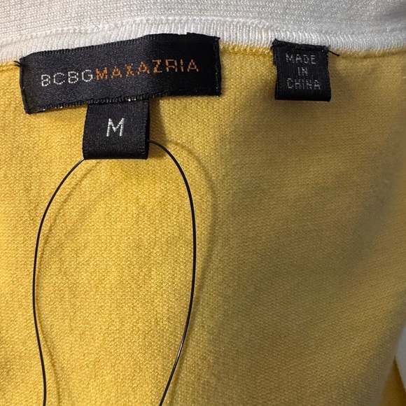 BCBG Maxazria 75% Silk Blend Yellow and white Knit Sweater NWOT - Picture 7 of 9